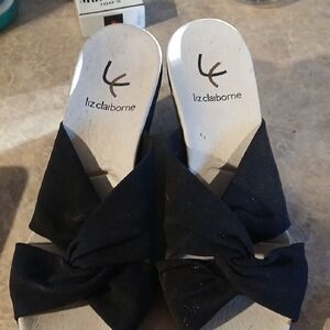 Liz Claiborne  Black Bow Sandals
